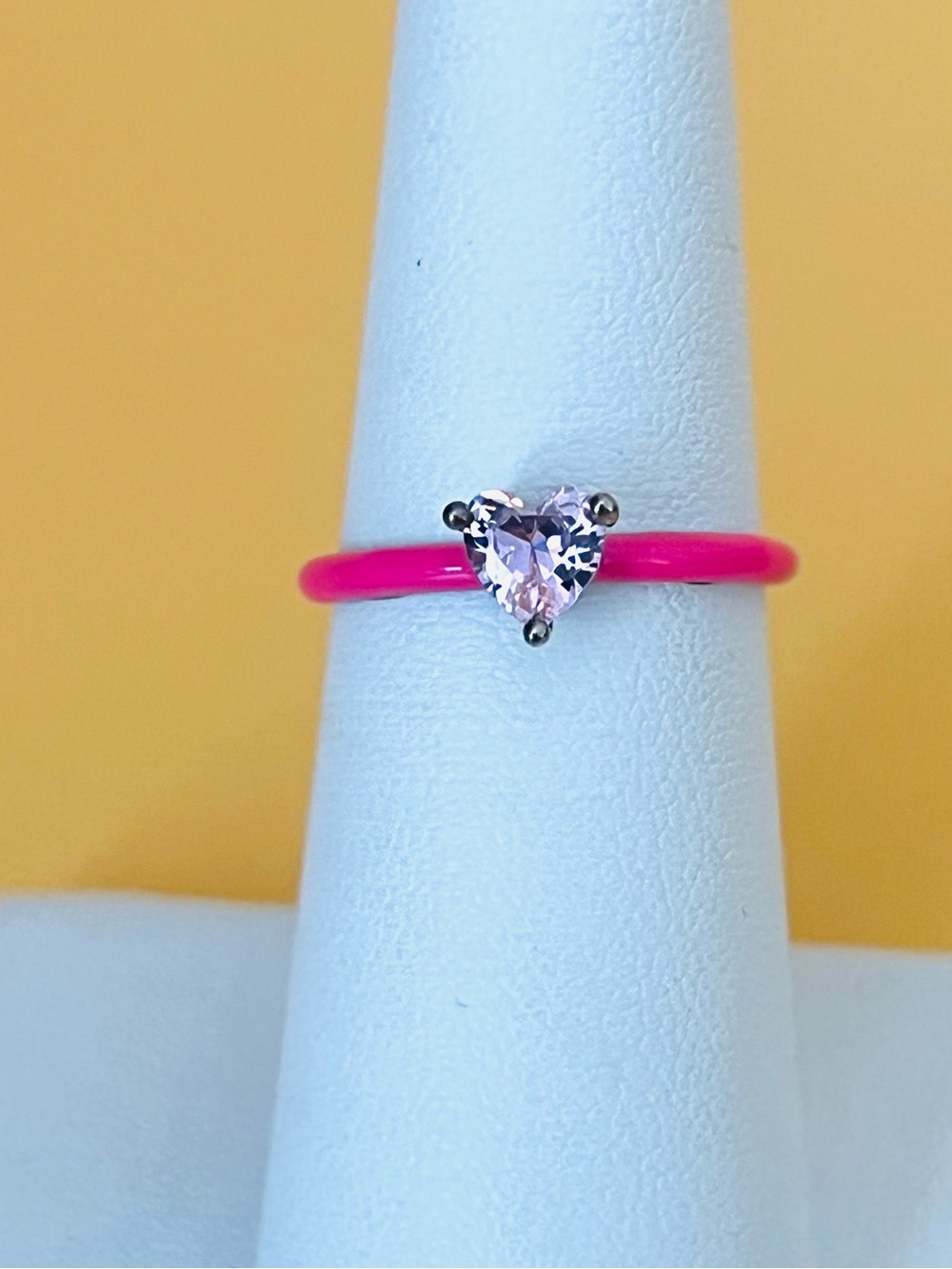 Pink Heart silver Ring stamped .925